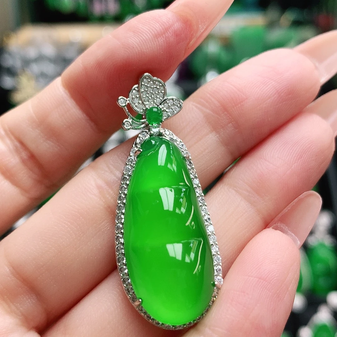 玛瑙/玉髓银S925镶嵌吊坠