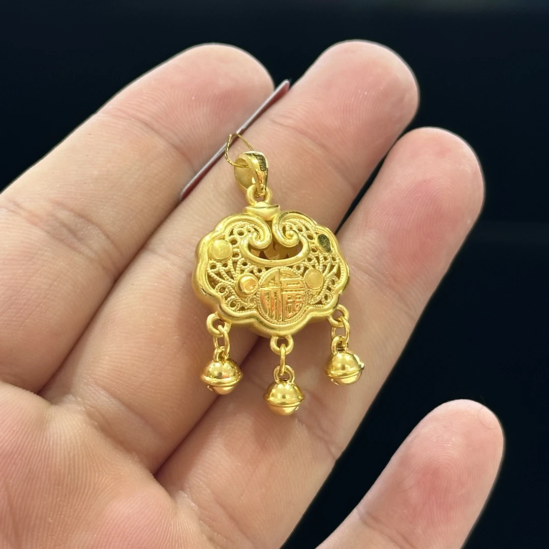 足金999 福字铃铛锁吊坠 3.643