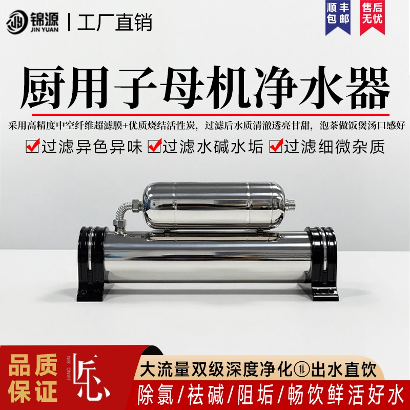 双级过滤水碱水垢余氯子母机净水器家用小型直饮厨用不锈钢过滤器
