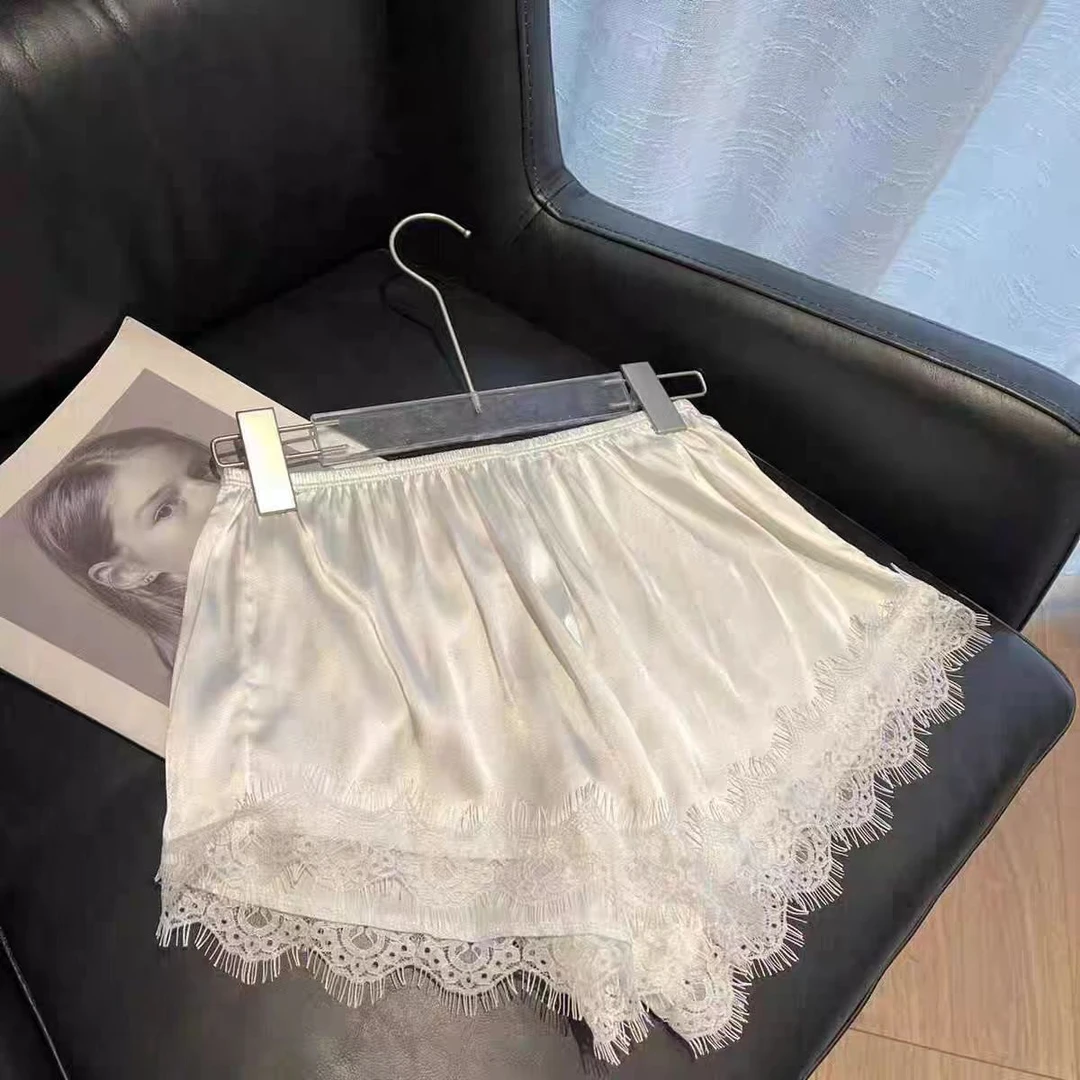 【蕾丝短裤】纯色睡裙夏季女吊带纯欲美背丝质高定薄款露背聚拢款