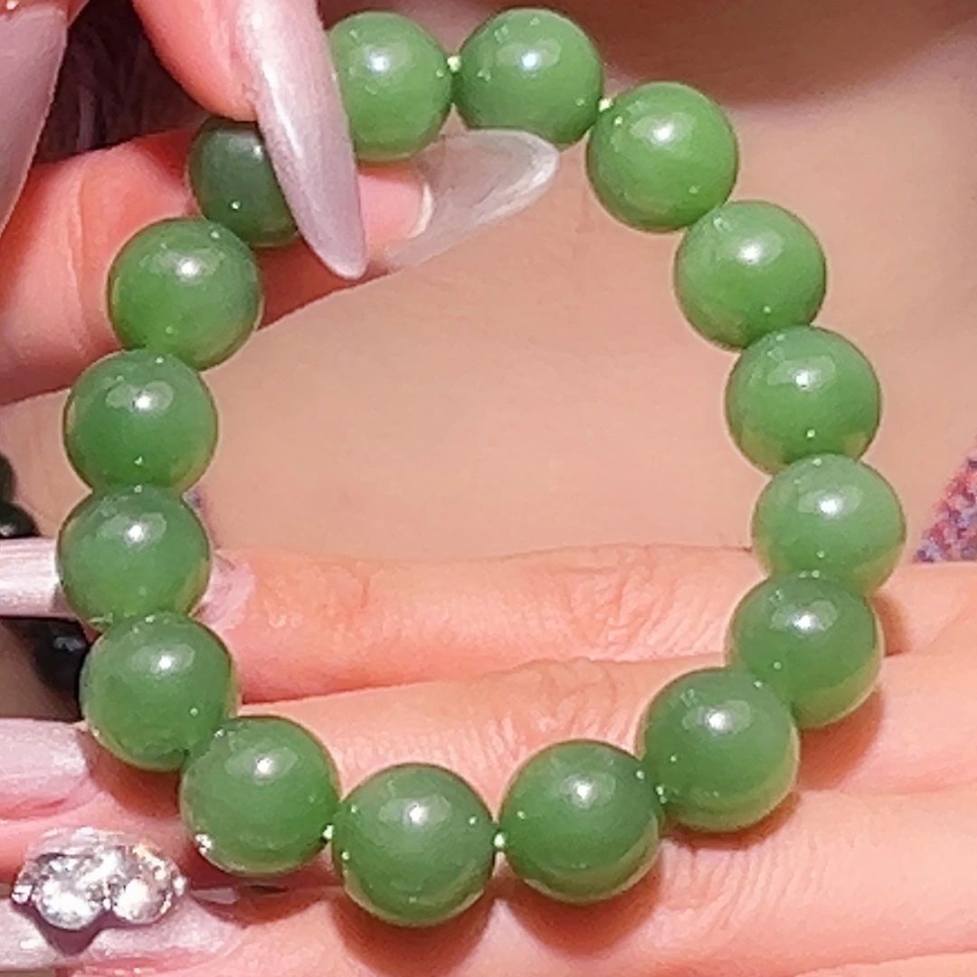 和田玉未镶嵌颈饰高货碧玉辣阳绿猫眼