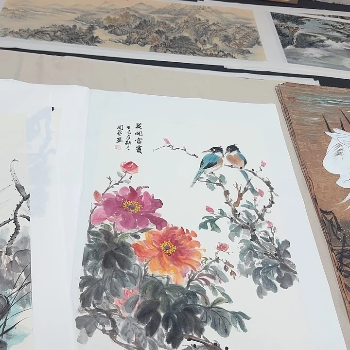 国画三开写意花鸟