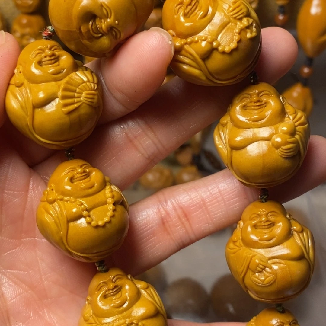 橄榄核手串/手链竹**墨光面弥勒