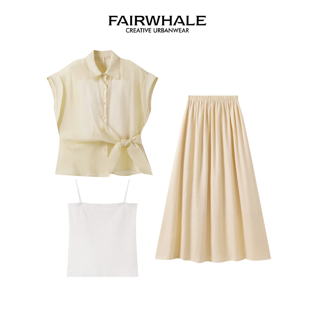 【马克华菲专场】马克华菲无袖上衣+吊带+半身裙三件套 F52028A183