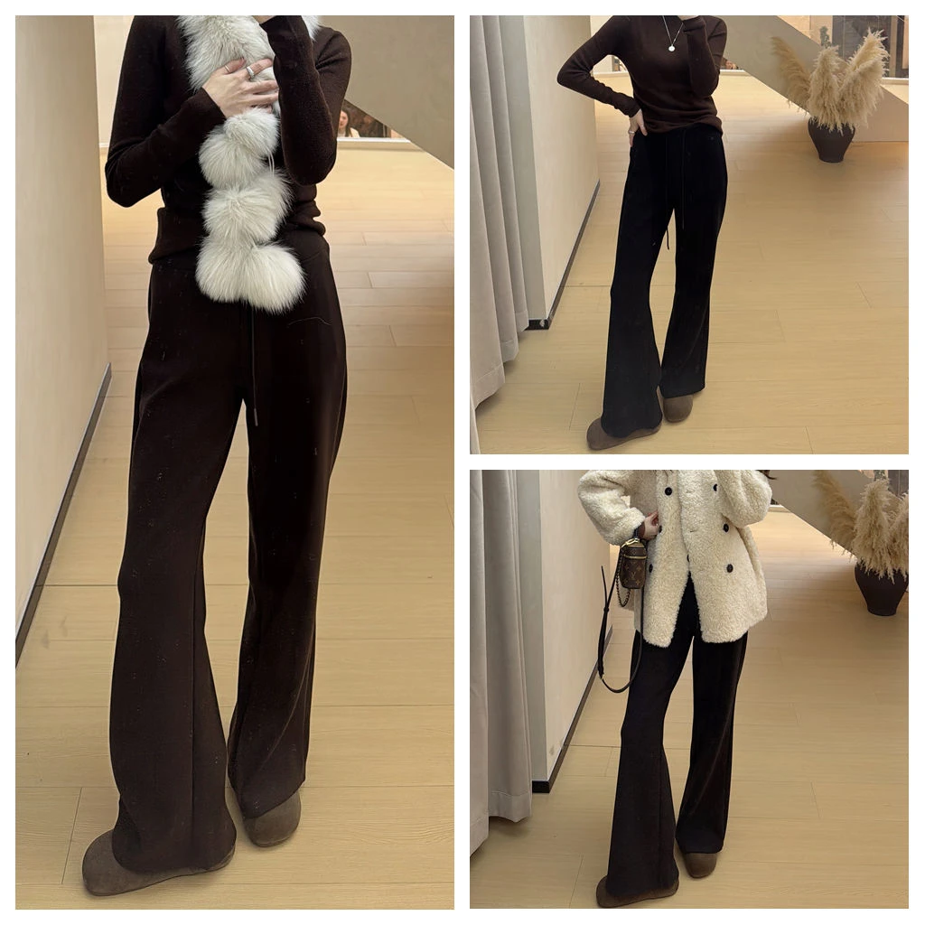 【ZMMY严选私服】冬季新款加绒加厚高腰显瘦微喇叭裤5031315