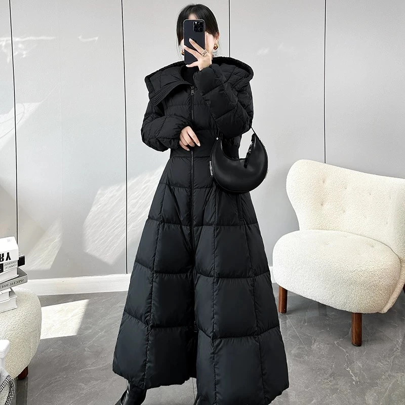 【极寒系列】长款高端【90白鹅绒】羽绒服收腰24005