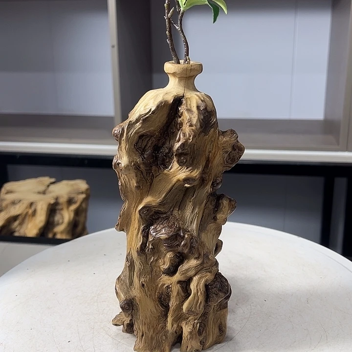 木石榴木花瓶摆件