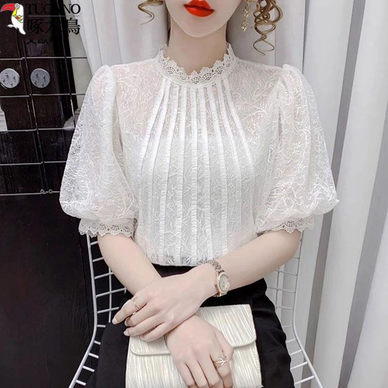 TUCANO/啄木鳥超仙蕾丝衬衫女新款夏季短袖甜美洋气减龄显瘦上衣