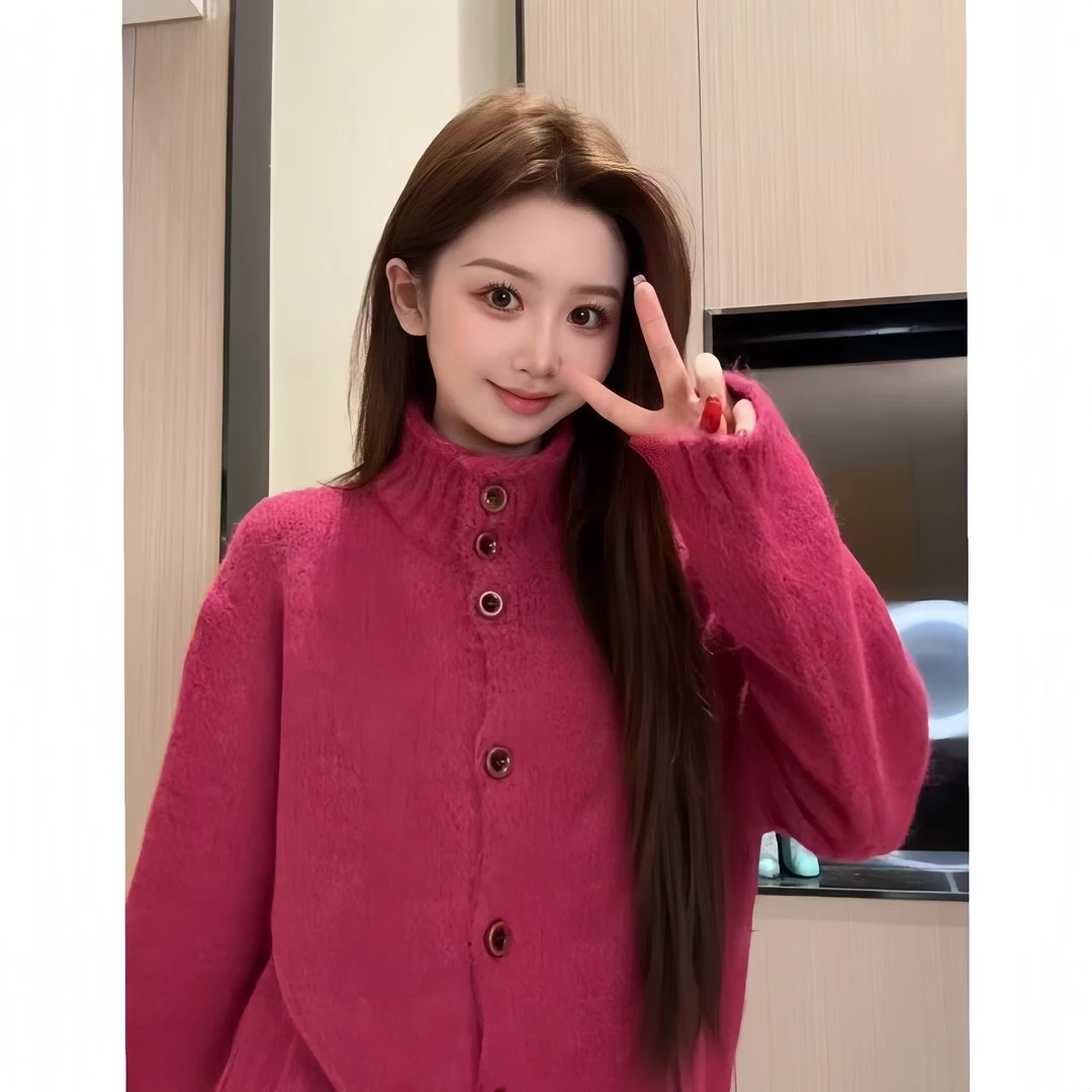 毛针织衫毛衣韩版女针织开衫女装优雅风INS风立领气质网红短款
