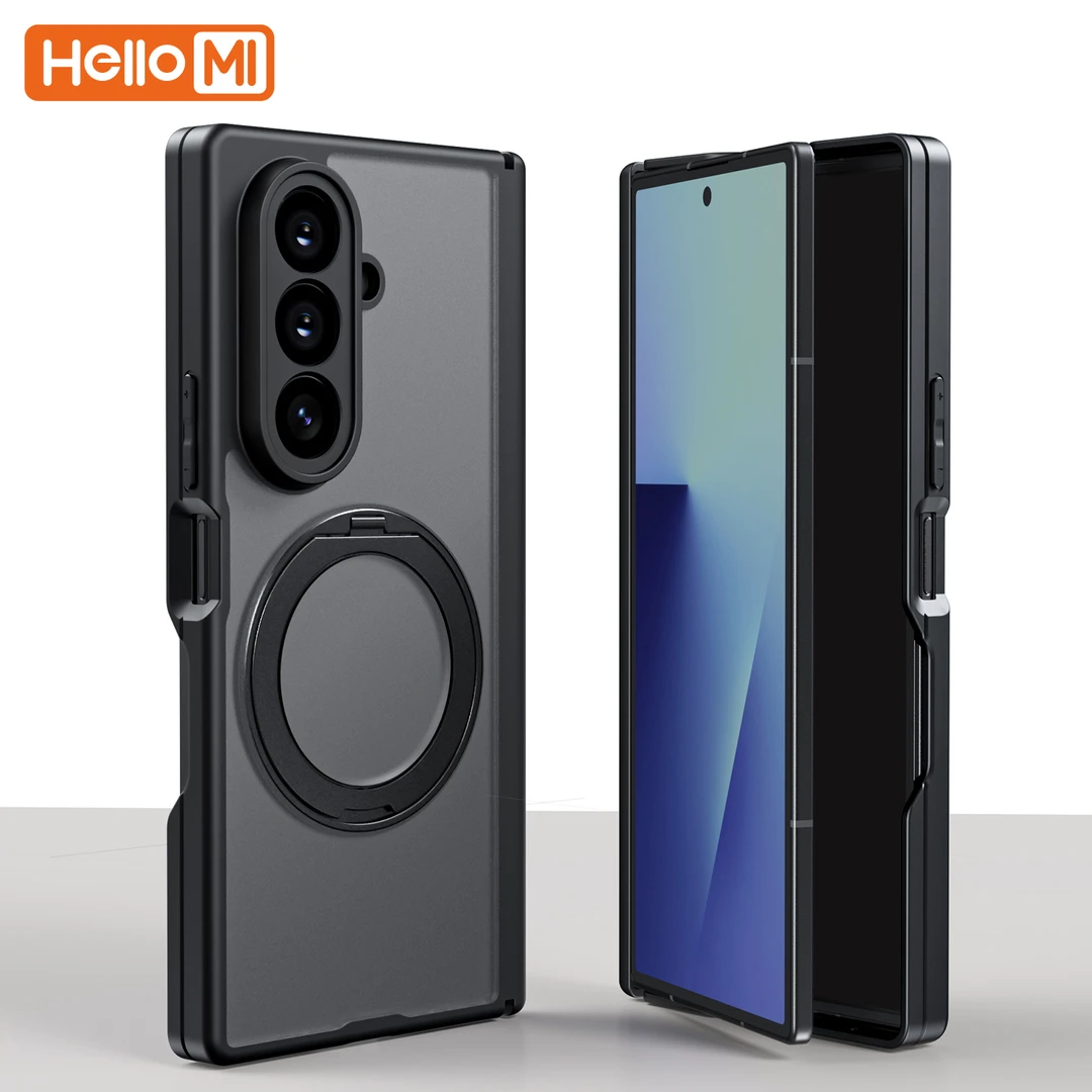 适用三星Zfold7手机壳折叠屏w26心系天下磨砂双中轴全包磁吸支架