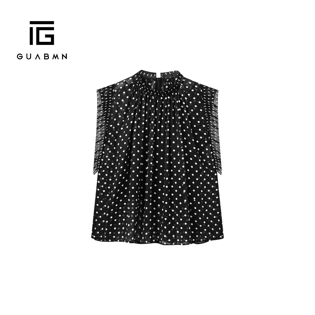 GUABMN2025夏季新款小众波点显瘦无袖背心内搭两件套5012初夏穿搭