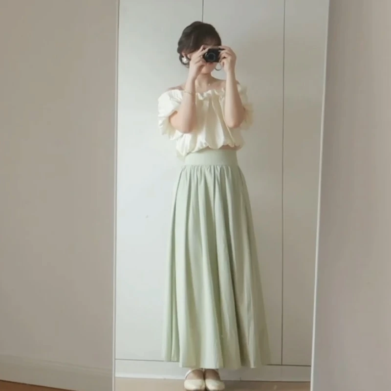 2025夏季miu里miu系多巴胺绝美甜妹穿搭初恋清纯显瘦上衣配半身裙