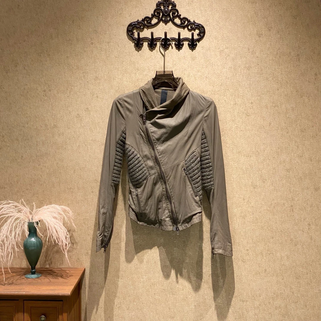 99新 YSL/圣罗兰 Isabel Benenato拼接羊毛斜拉链外套/40码/35094