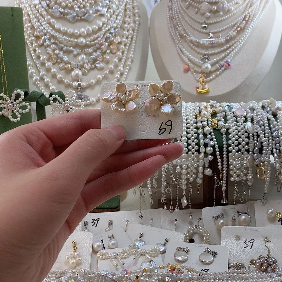 淡水珍珠合金耳饰