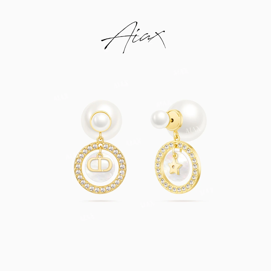 AIAX 新年款  小众轻奢氛围感首饰五角星珠珠耳环TSL2813