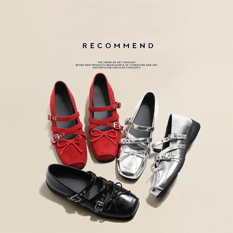 蝴蝶结玛丽珍女款内增高女士多巴胺百搭芭蕾风玛丽珍鞋软底浅口