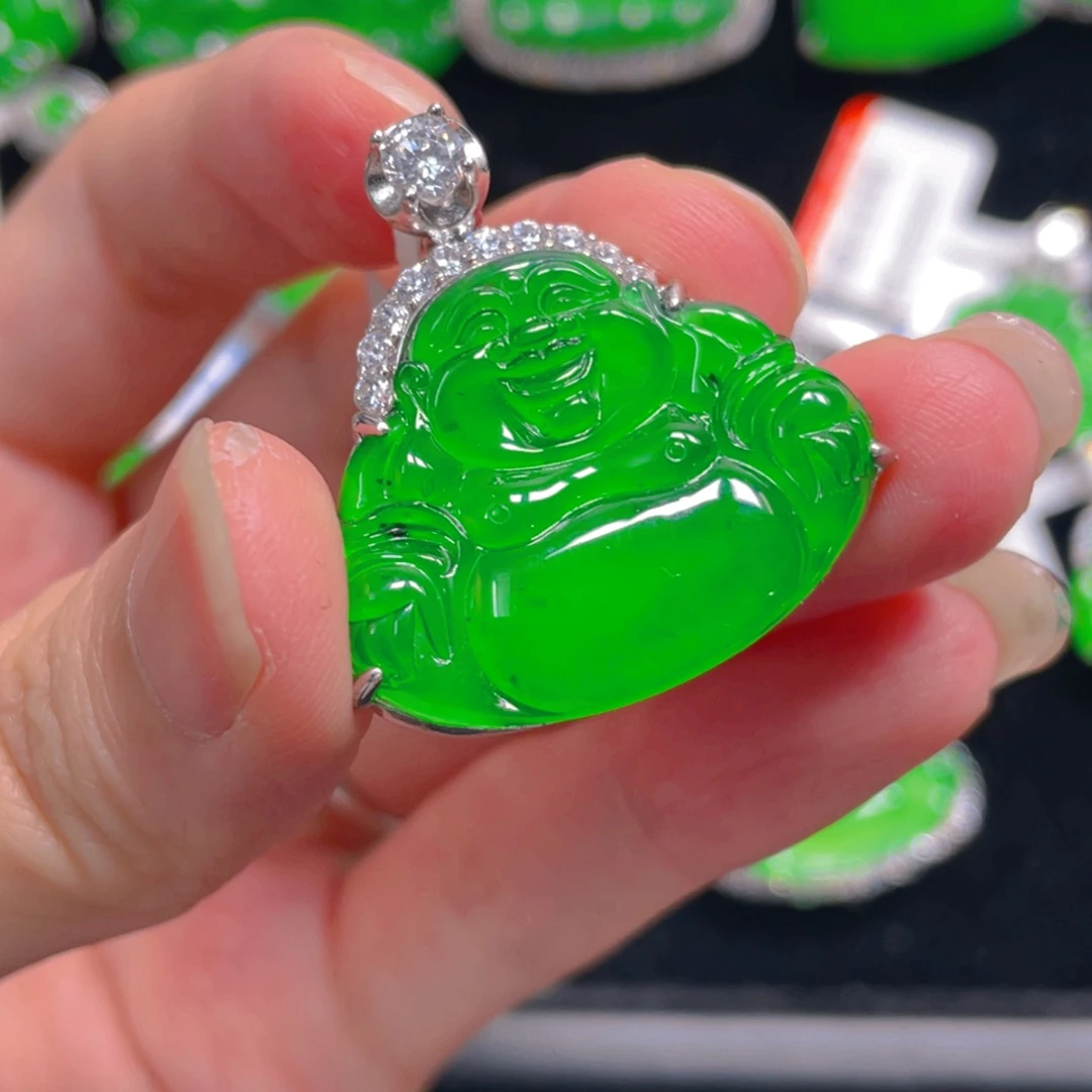 翡翠银S925镶嵌吊坠(不含链)