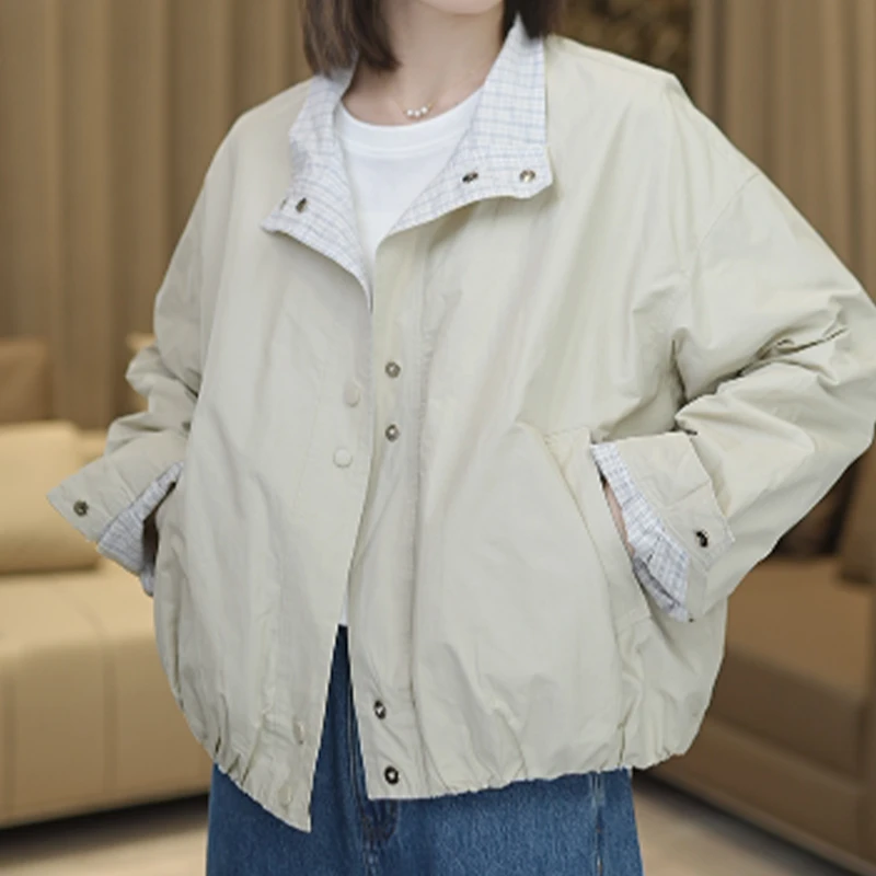 YM6605新款春季设计款女装翻领外套