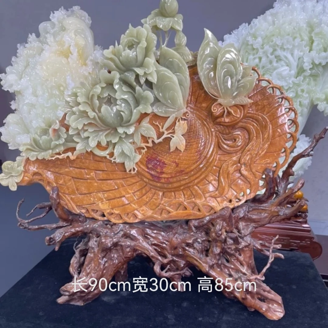 花开富贵手工创意雕刻客厅大厅玄关家居摆件