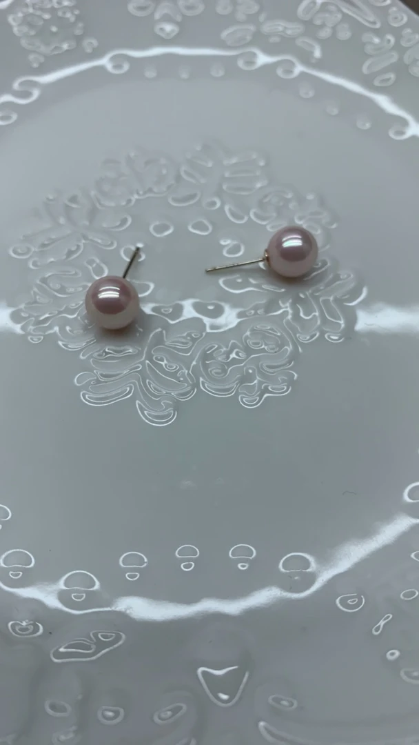 925银耳饰 通体S925银耳饰樱花粉高级款8-9mm