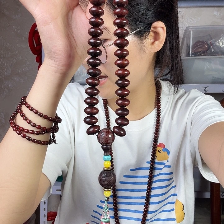 非洲紫檀（红花梨）紫檀算盘手持