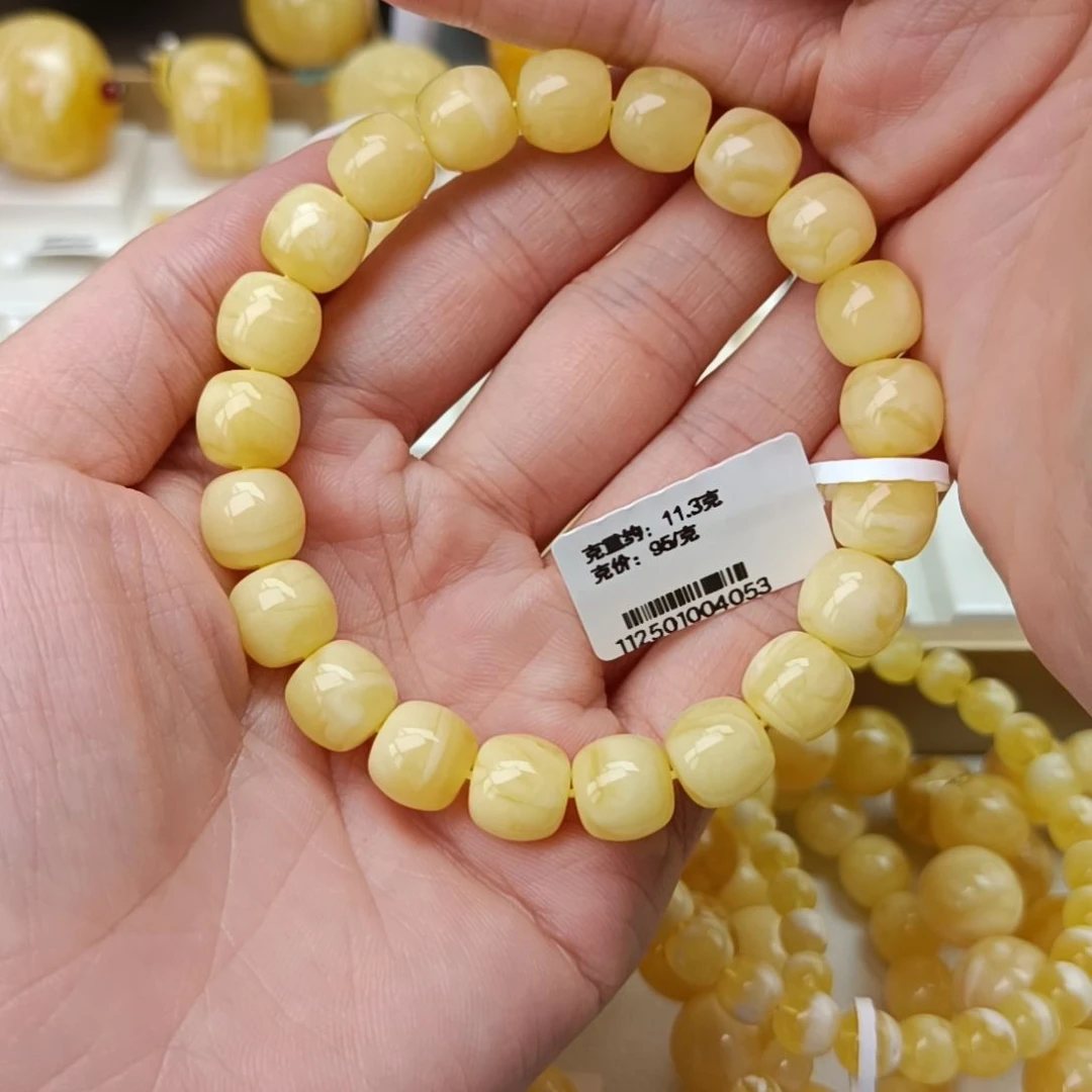 未镶嵌蜜蜡手串蜡底鸡油黄满蜡妖花