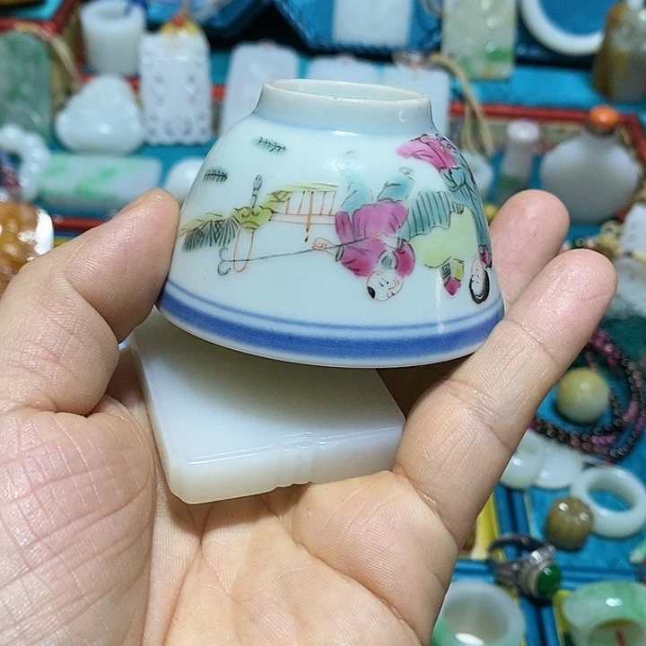 翁*胖青花手绘小主人杯子