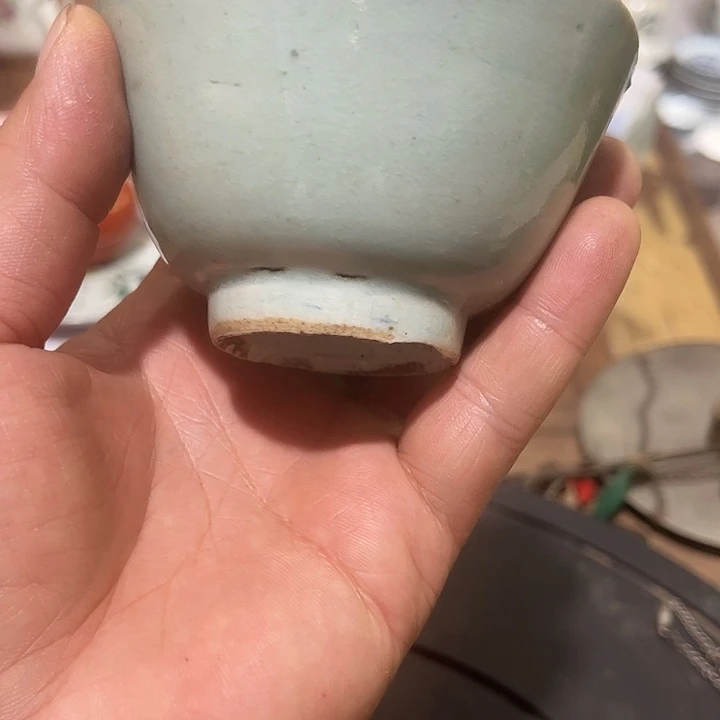 罐潜*豆青杯子有残了的