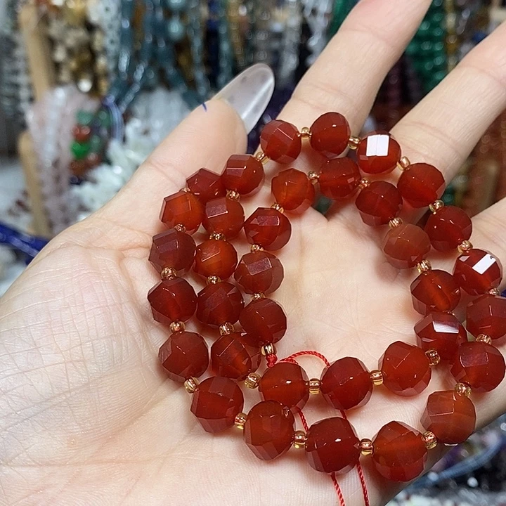 玛瑙/玉髓未镶嵌珠宝半成品玛瑙扭米珠卡10mm