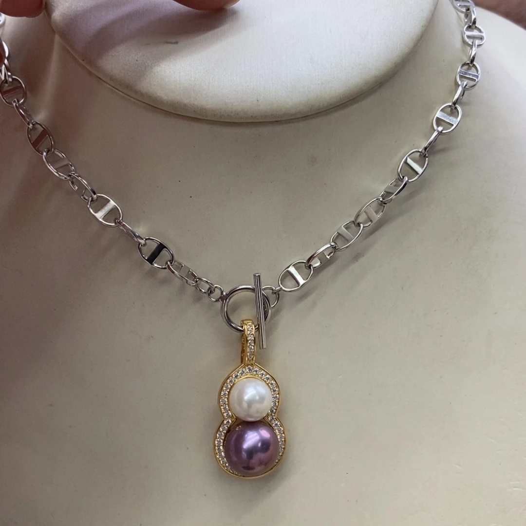 淡水珍珠银S925镶嵌套链