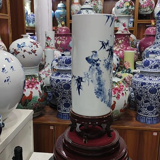 瓷片景德镇陶瓷青花花鸟瓶