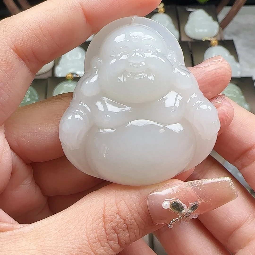 和田玉18K金镶嵌吊坠(赠链)