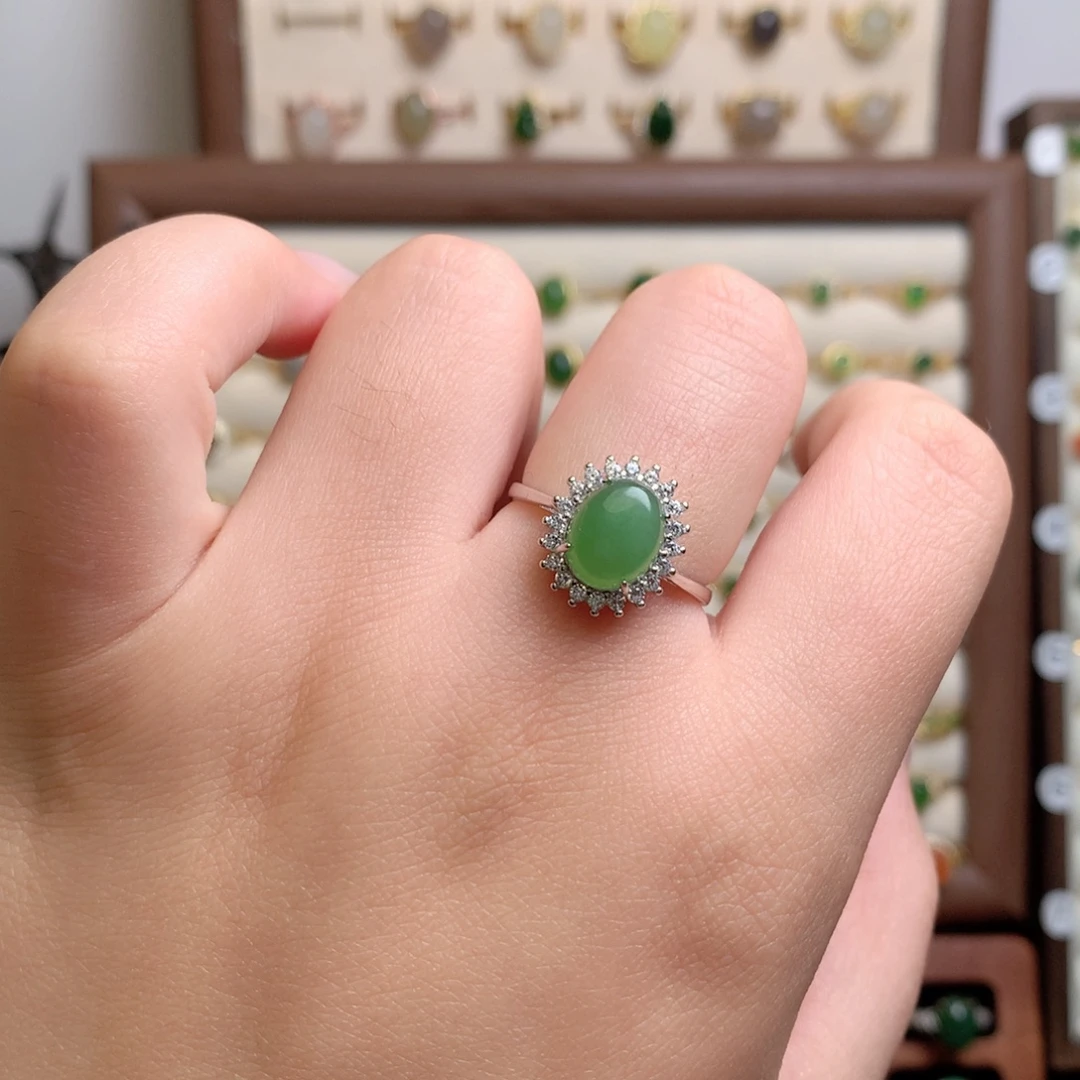 和田玉银S925镶嵌戒指