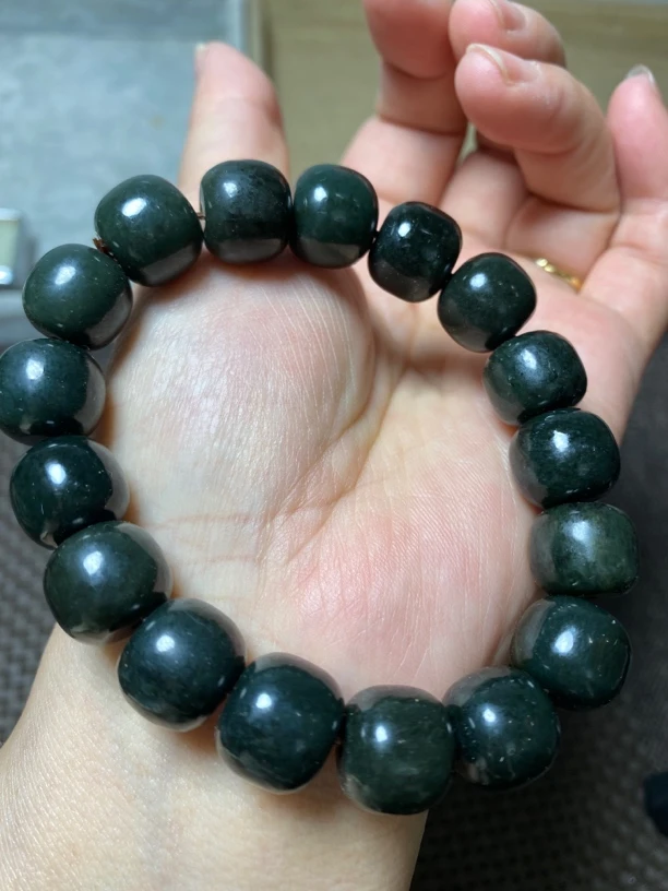 天然玉石和田玉青玉老型珠手串