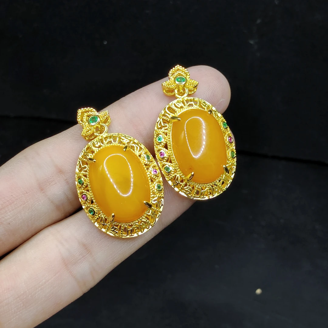 【康康严选】蜜蜡鸽子蛋面吊坠赠链X9【多样性发其一】约17-12-6mm