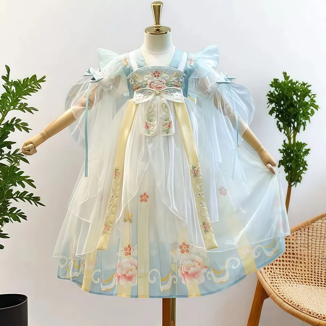 汉服女童仙气连衣裙夏季2025新款儿童古风超仙薄款中