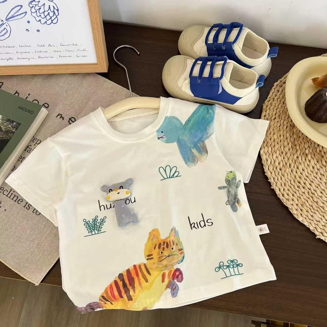 儿童夏季卡通立体长颈鹿短袖H2020