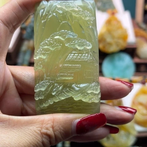 岫玉挂件未镶嵌绿***3挂件