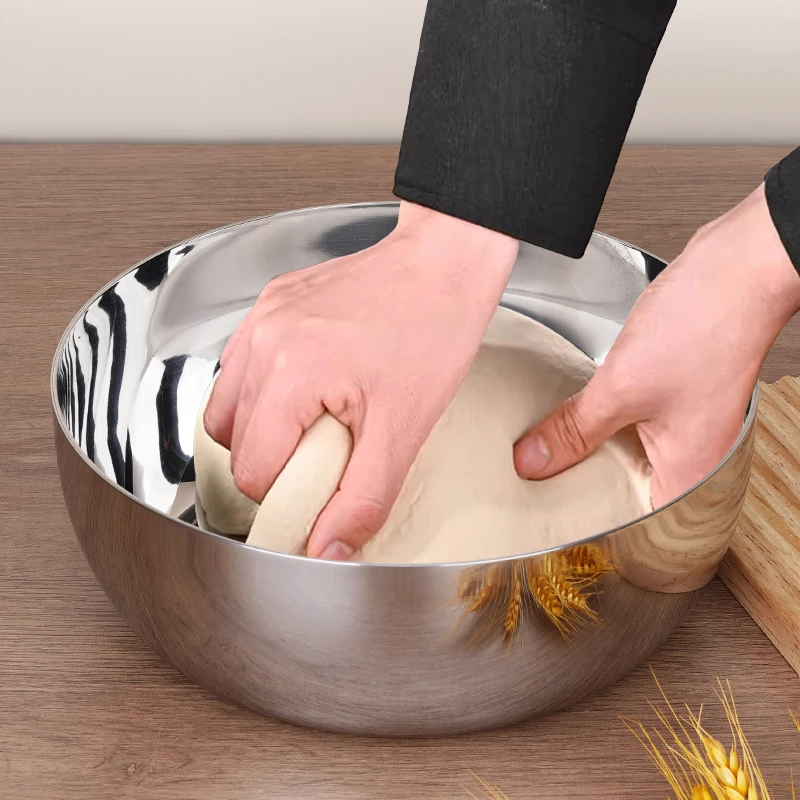 【22-30-32cm】18-10不锈钢和面盆三层钢调料盆多用厨房火锅盆