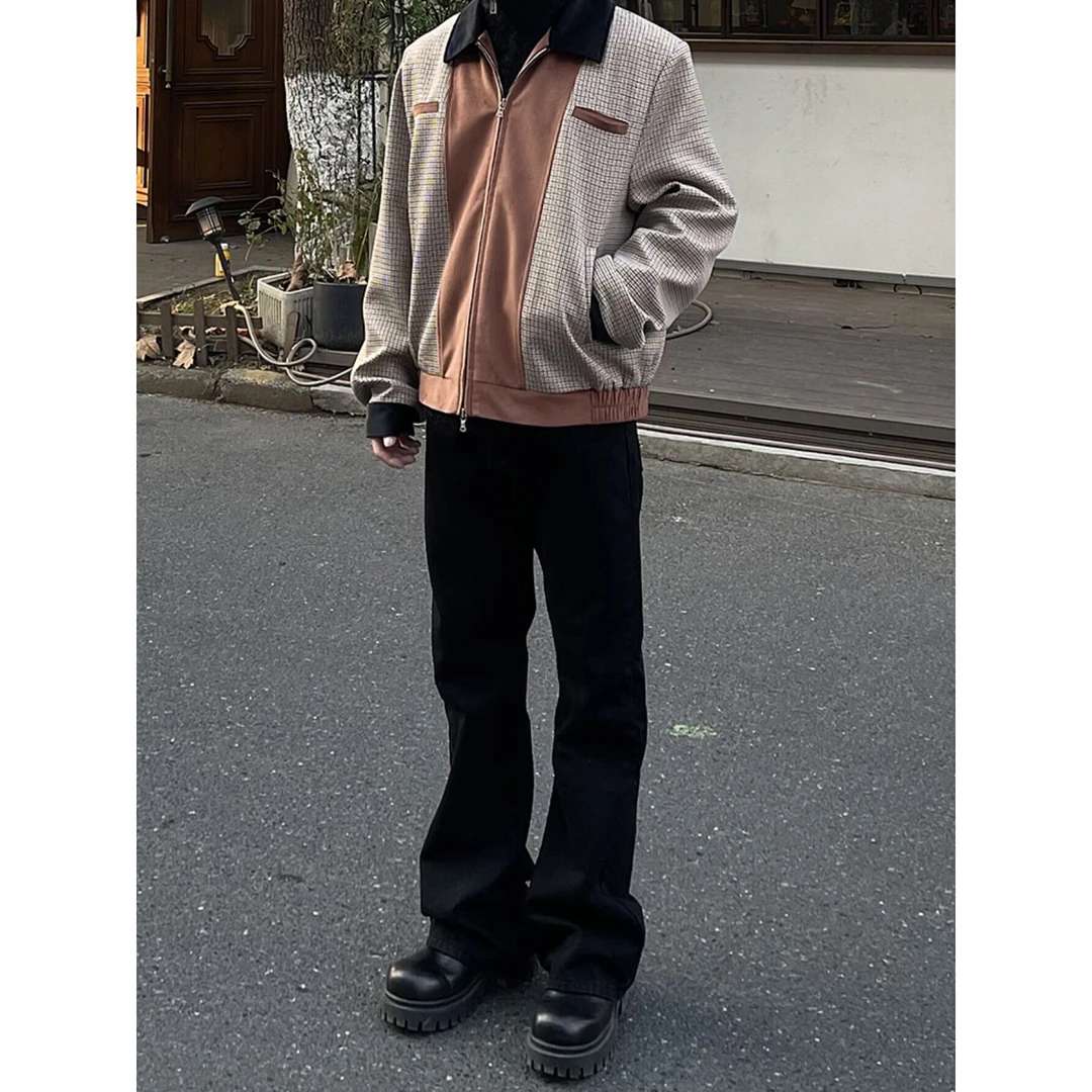 黑色窄版牛仔裤男春季新款大码胖mm宽松显瘦梨形身材阔腿直筒裤子