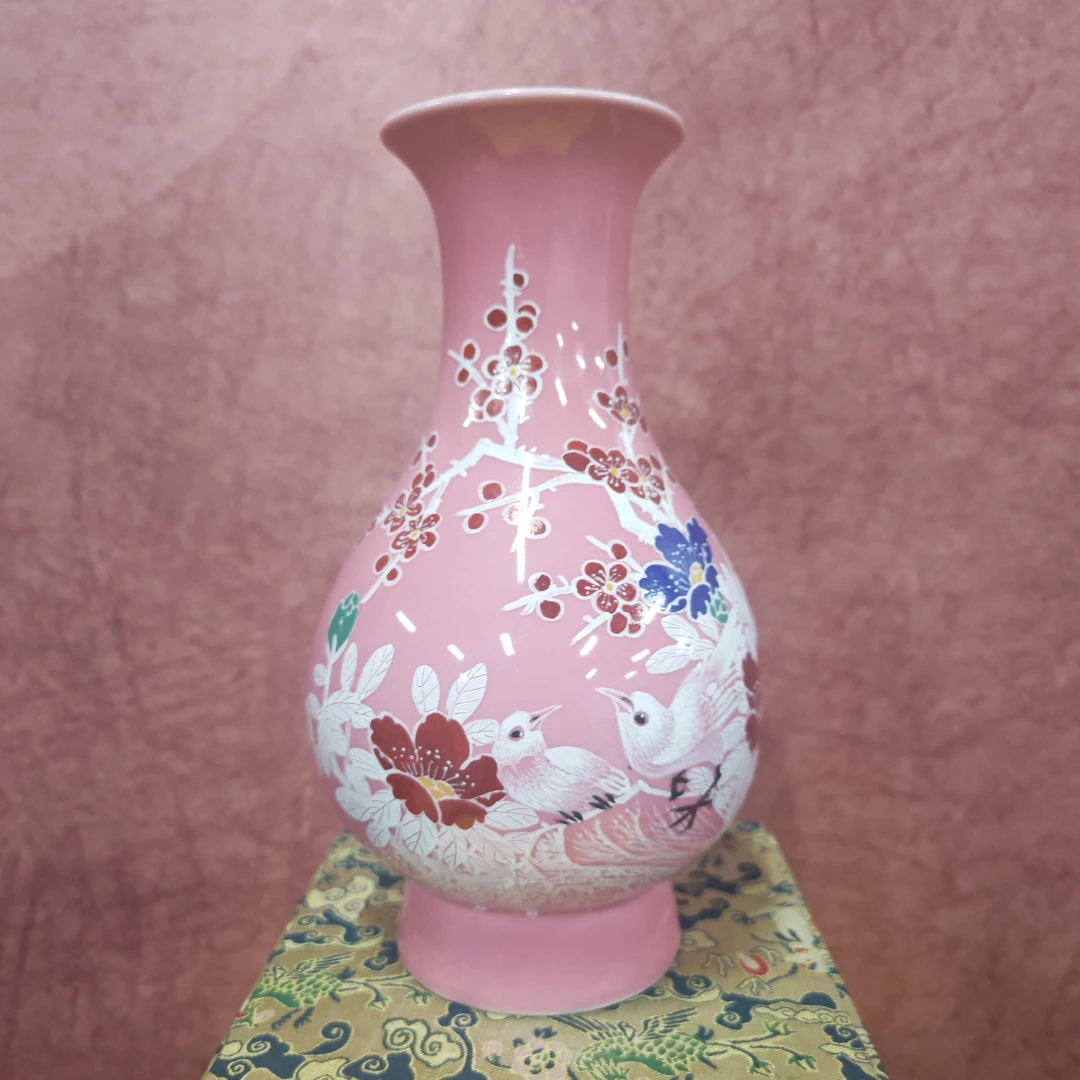 【景德镇】高温陶瓷，G茶道桃红堆白瓶5