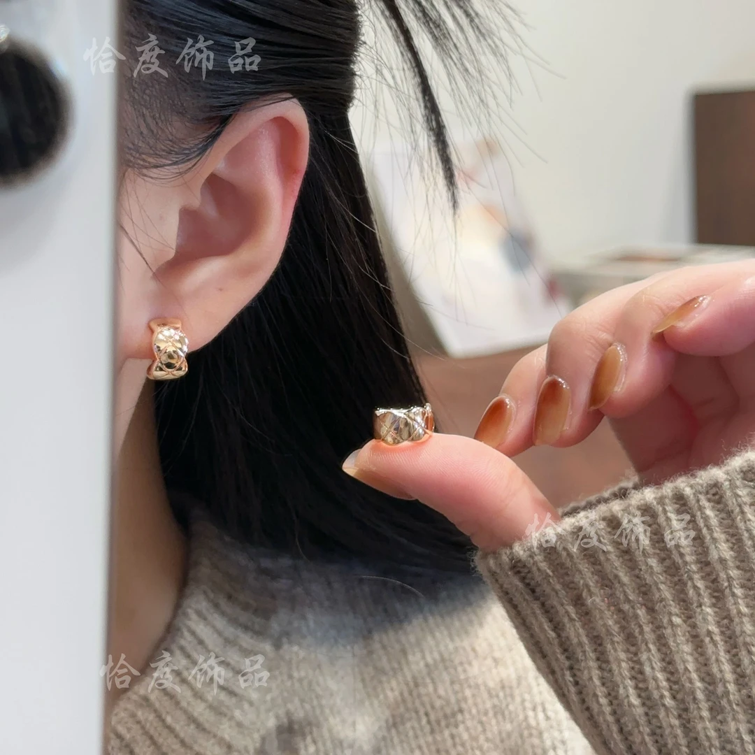 【恰度】法式轻奢金色纹理耳扣气质百搭