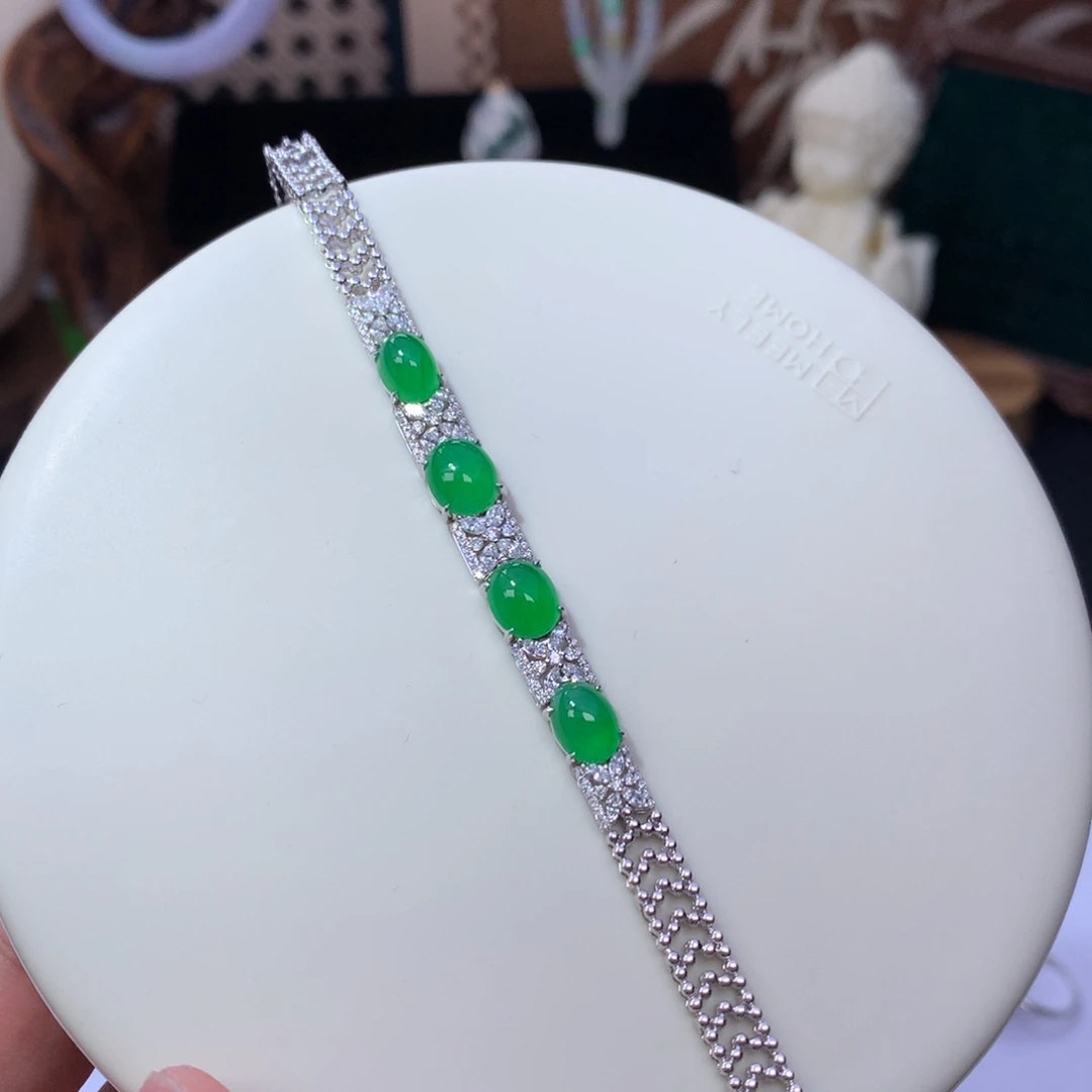 翡翠18K金镶嵌颈饰48小时鉴赏期，退货不扣除服务费