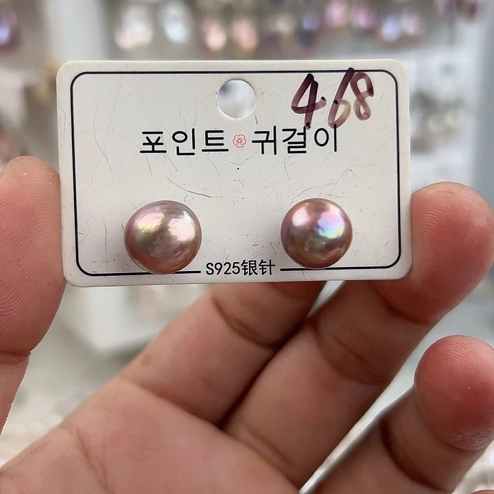 银S925镶嵌淡水珍珠耳饰