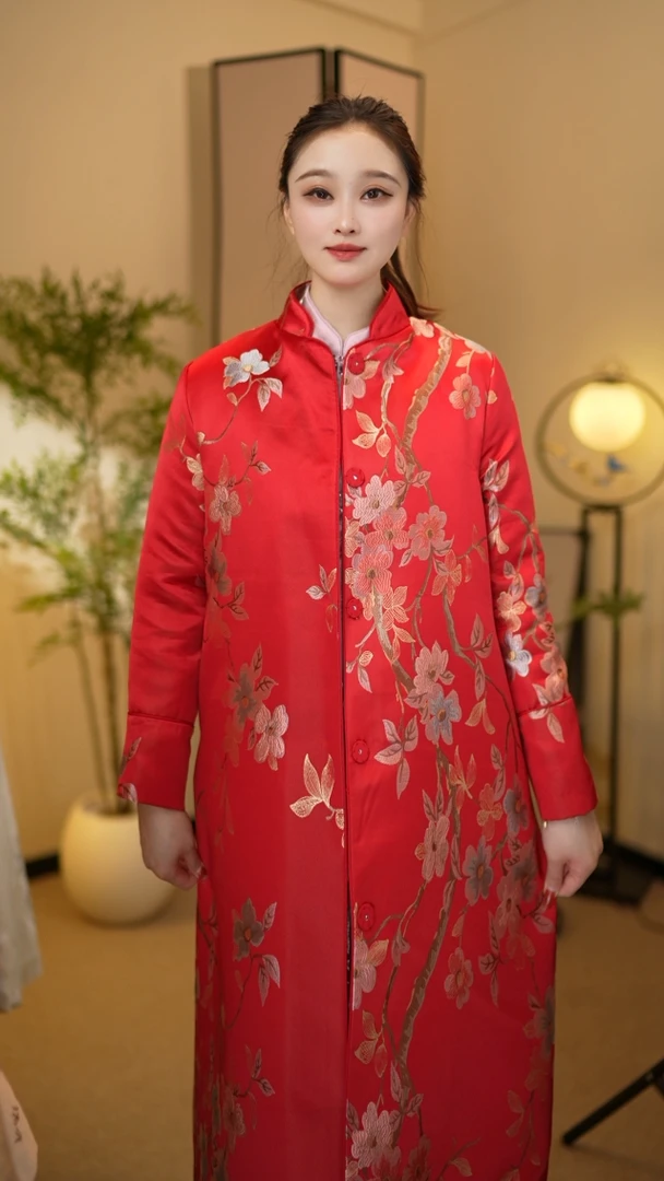 2025冬季新款国风古韵提花刺绣新中式国风风衣外套HS24895