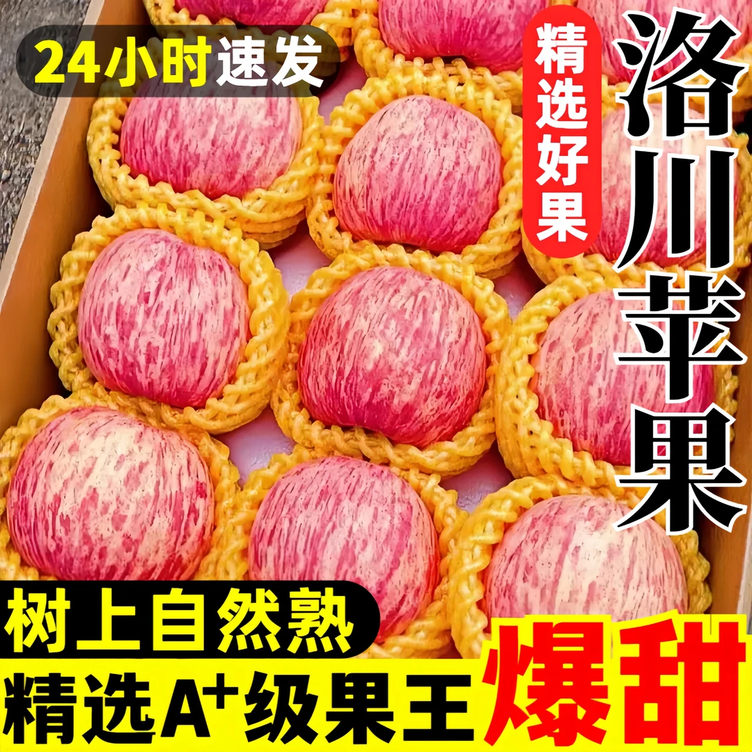 2024正宗洛川苹果陕西红富士当季现摘脆甜多汁冰糖心产地直发包邮