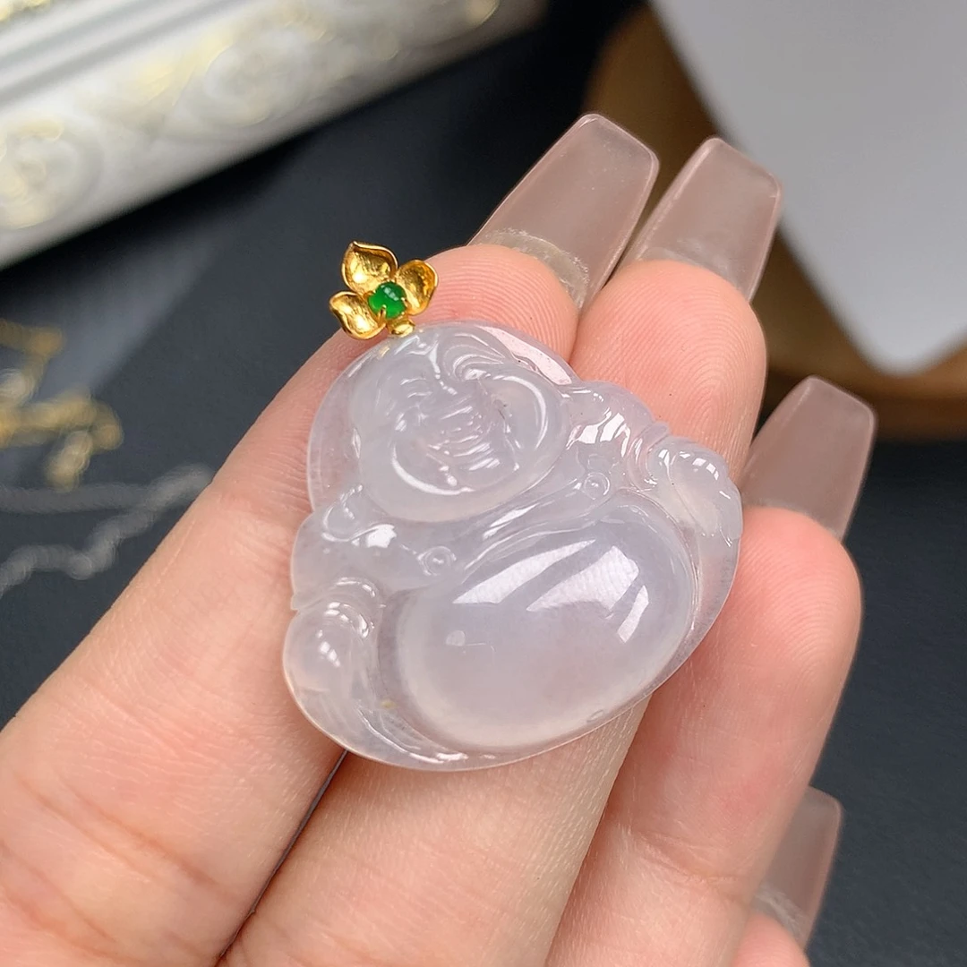 吊坠(不含链)18K金镶嵌翡翠