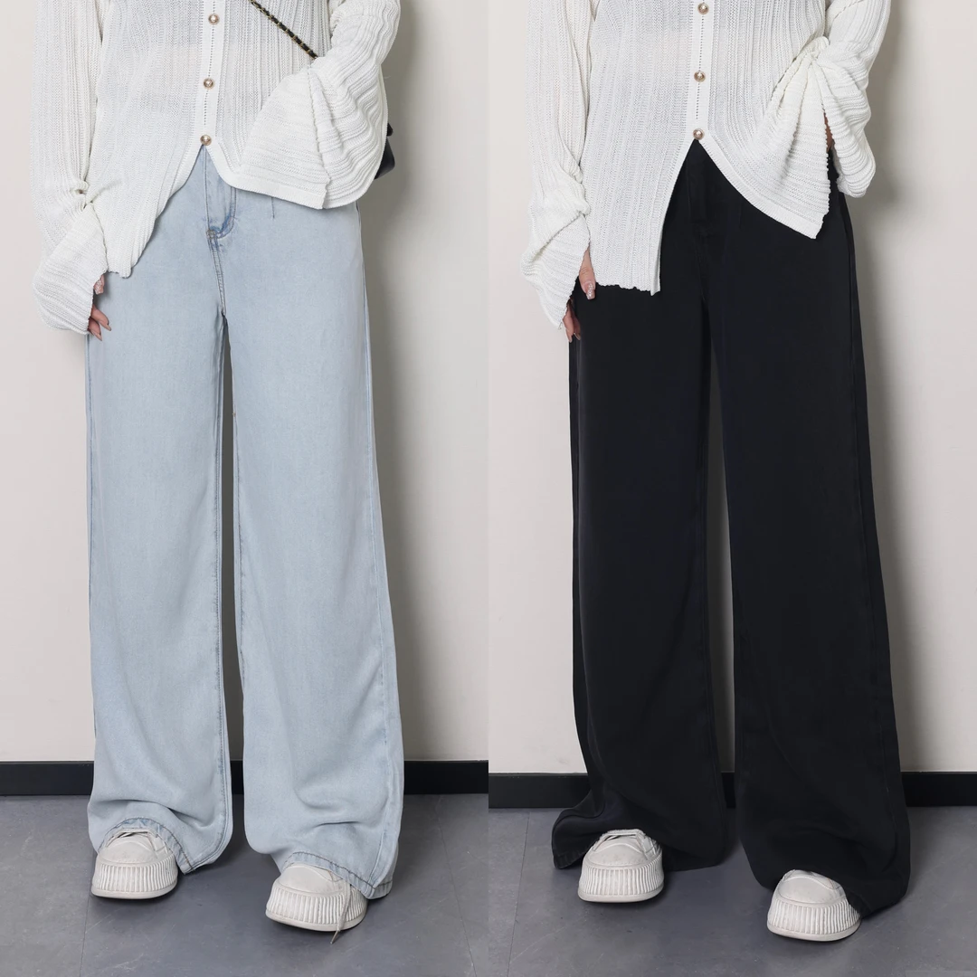 QC李潇洒【果冻裤】微胖大码女夏百搭显瘦直筒休闲牛仔裤ZY403Q57