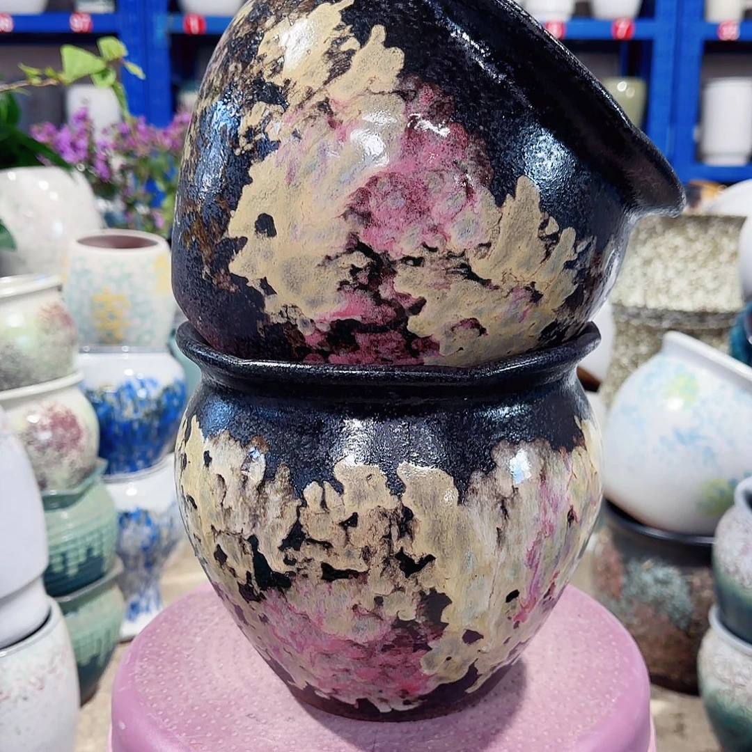 紫砂花盆高18口20……