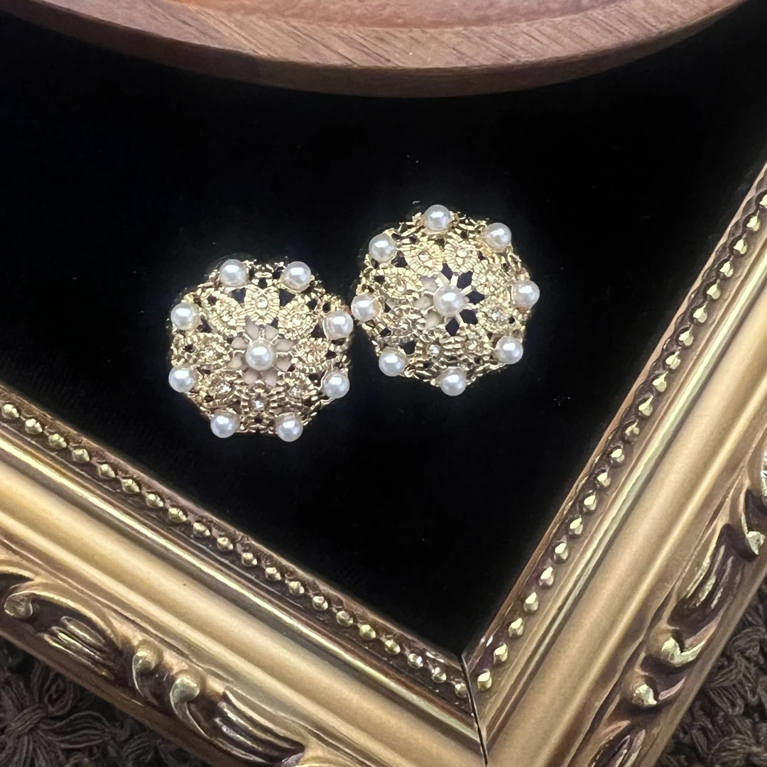 铜合金耳饰 优雅耳钉复古风复古朋克风精致小香风法式女 636，